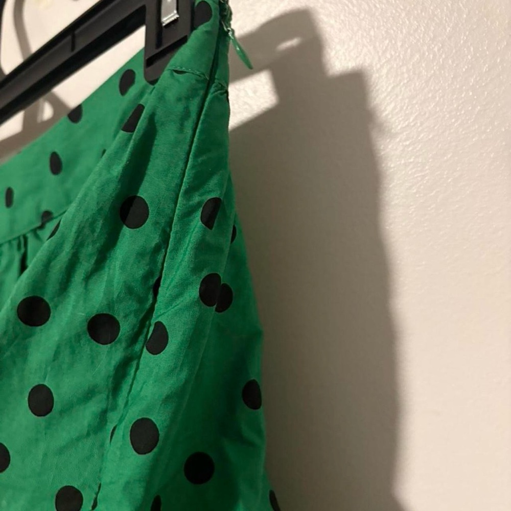 green polka dot tiered midi skirt cottagecore - Picture 3 of 5